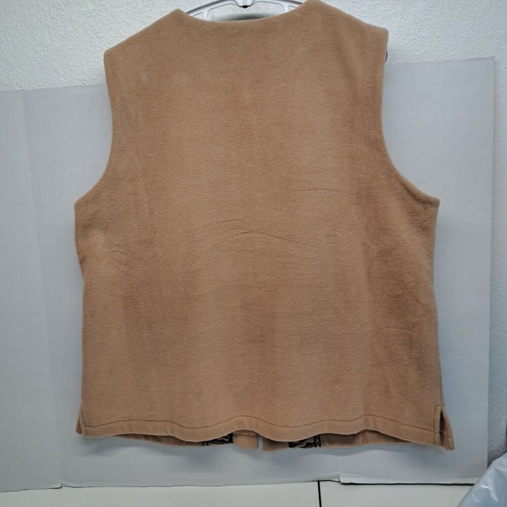Bob Mackie Wearable Art Women’s XL Fleece Vest Full Zip Brown - Picture 2 of 9